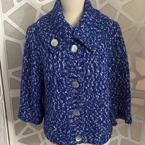 Ruby Rd. Blue and White Cape Cardigan Sweater